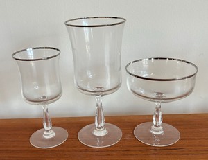 Elegant Silver Rimmed Stemware Grouping