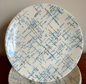 Vintage Homer Laughlin Blue and Grey Hatch Marked Plates