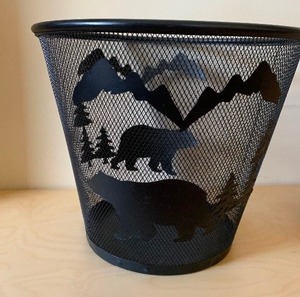 Pair of Trash Bins, One Rustic Style and Vintage Woven One
