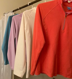 Four LL Bean Half Zip Fleece Pullovers