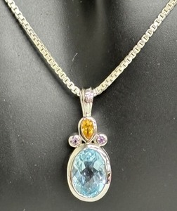 Sterling Silver Necklace and Topaz Pendant Necklace