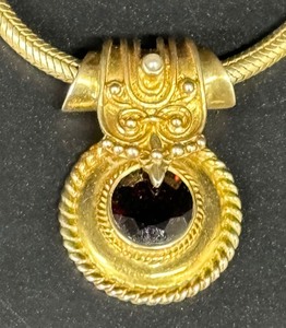 Garnet Surround 22k Gold -Vermeil Rajathani Necklace