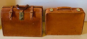 Two Vintage 1950s Leather Briefcases with Keys