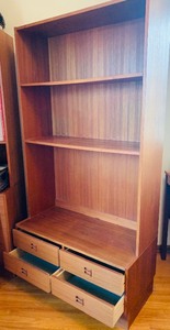Vintage Mid Century Teakwood Bookshelf with Drawers