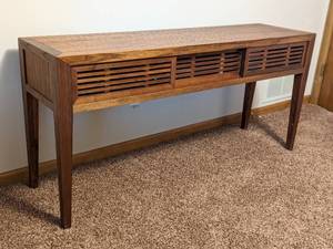 lot 2 image: Crate and Barrel Marin Wood Console Table