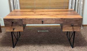 lot 3 image: Crate and Barrel Reclaimed Wood Desk