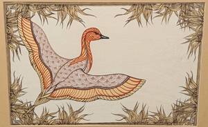 lot 73 image: Framed Herms Paris Flying Duck Linen