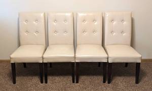 lot 5A image: Cream Pier 1 Leather Dining Chair Set