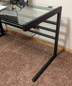 lot 35 image: Glass Topped Metal Office Desk