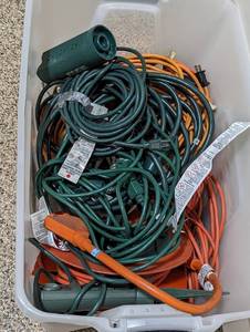 lot 43 image: Tote Full of Extension Cords