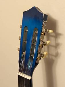 lot 98 image: Blue Beginner Acoustic Guitar and Stand