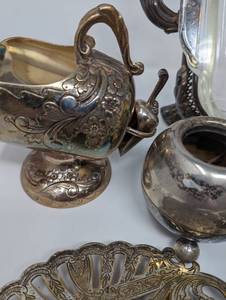 lot 45 image: Sleeping Beauty Awaits Tarnish-Kissed Metal Dining Service silver theme (plated) dining service