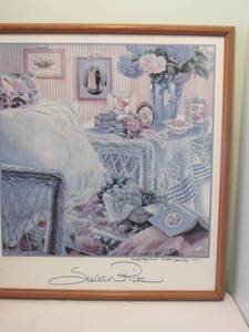 lot 51 image: Own 2 Pieces of Signed Susan Rios Art and framed print from Metropolitan Museum (Monet)