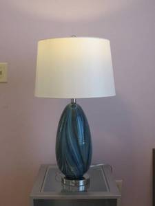 lot 55 image: Blue Glass contemporary Lamp  Pacific Coast Lighting Aegean Table Lamp
