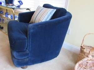 lot 11 image: 2 Navy Blue Velvet Club Chairs  Lane