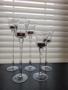 lot 42 image: set of 5 glass footed Swedish style Tulip votives in original box