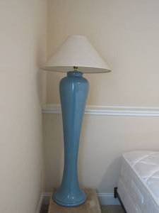 lot 64 image: Eye-Catching Elegance BlueGreen Ceramic Base Floor Lamp