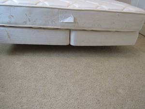 lot 65 image: Lightly Used king Pillow Top Mattress  Pillow Plush I  Set includes Frame, Box Spring, Mattress