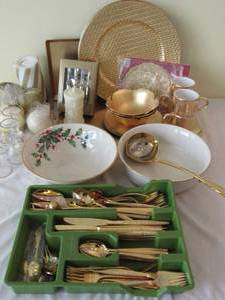 lot 72 image: Elevate Your Tablescape The Gold Service (huge lot) Gold Flatware and dining accessories
