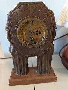 lot 96 image: California Chic Decor Lot Art Deco Clock, Wood Lamp, Mirror & More