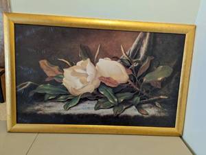 lot 97 image: Bombay Company Framed Print   Floral with gold tone frame