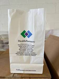 lot 8 image: MSRP $800  5 Cases (1,000 bags per case) NEW Private Label HealthPartners Disposable Pharmacy RX Prescription Bags&nbspApprox 7 x 4 x 14 (only 2 cases are pictured but there are 5 cases)