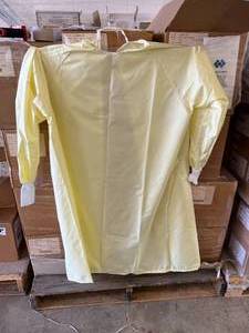 lot 14 image: MSRP $1000  1 Case (72 each) NEW Medline&nbspAAMI LEVEL 1&nbsp100% Polyester Blockade Reusable Fluid-Resistant Isolation Gowns - One Size Fits Most