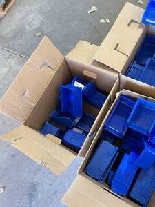 lot 22 image: WOW MSRP $2000 Gigantic Lot of 135 Akro-Mils Item Supply Storage &amp Organization Bins (mixed sizes) - Hangs On Walls &amp Perfect For Cart Drawers - These bins reduce manufacturers storage space by 50% Excellent Condition