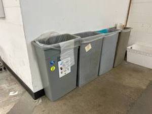 lot 44 image: Lot of 4 Waste Bins Trash Receptacles - In Good Condition