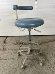 lot 56 image: A-dec 1622 Adjustable Dental Assistant Clinic Swivel Chair Stool With Foot Ring - Great Condition