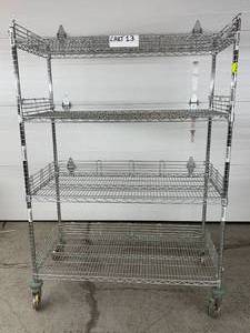 lot 79 image: InterMetro Adjustable 4-Tier Super Erecta Chrome-Plated Wire Cart Mobile Shelving Storage Rack Truck - NSF Approved - This Racking Is Big &amp In Great Condition (68.5 x 47.5 x 24.5)