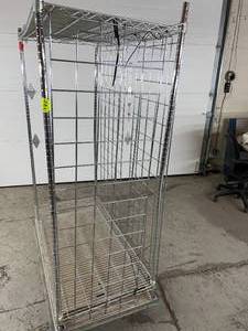 lot 82 image: InterMetro Adjustable Chrome-Plated Wire Cart Mobile Shelving Storage Truck - NSF Approved - In Good Condition