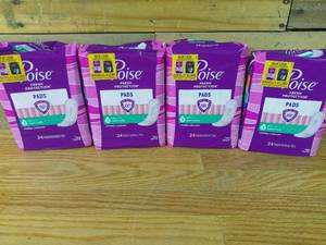 lot 32 image: Lot of 4 Poise Incontinence Bladder Control Pads - Light Absorbency-Long-Count 24(96 Total)