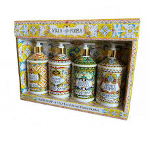 lot 40 image: Home and Body Villa Flora Hand Soap Collection 4 Count 21.5oz