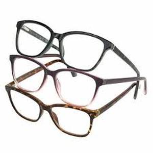 lot 109 image: Design Optics Foster Grant Kiersey Plastic Square Reading Glasses 3-pack 1.25