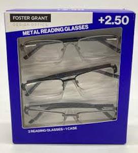 lot 111 image: Foster Grant Design Optics Metal Reading Glasses 2.50