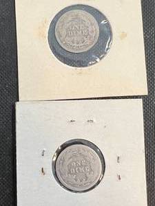 2 US BARBER DIMES 1897 1911