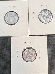 3 US BARBER DIMES 1912 1914 1916