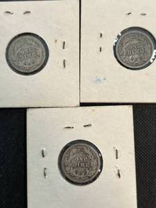 3 US BARBER DIMES 1901 1903 1908