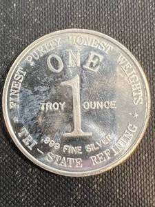 1 TROY OZ .999 FINE SILVER TRI STATE REFINING ROUND