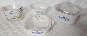 lot 3 image: Vintage Corningware Blue Cornflower Dishes