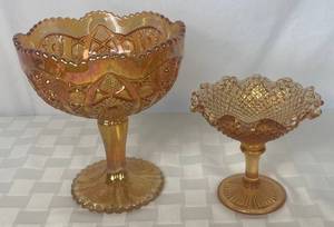 lot 25 image: Vintage Imperial Glass, Marigold Carnival Glass, Westmoreland Hobnail Amber Pieces