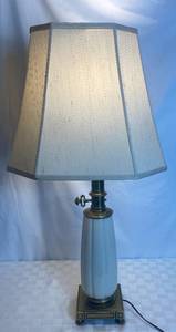 lot 26 image: Stiffel Torchiere Table Lamp Hollywood Regency with Lenox Porcelain Vase Body