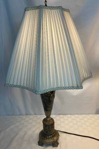 lot 34 image: French Marble and Metal Urn Table Lamp
