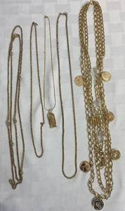 lot 36 image: Long Gold Toned Necklace Lot
