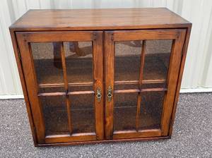 lot 52 image: Two Shelf Glass Front Buffet Cabinet