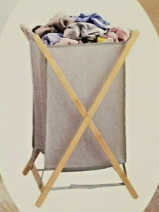2 New Bamboo Framed Collapsible Laundry Hampers