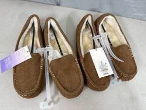 2 New Pair of Stars Above Suede Leather Slippers