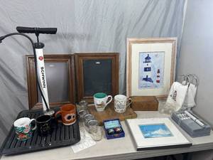 Home Decor, Vintage Mugs, Wall Decor, Bike Pump, and More