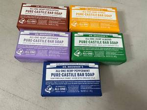 5 New Bars of Dr. Bronners Bar Soap